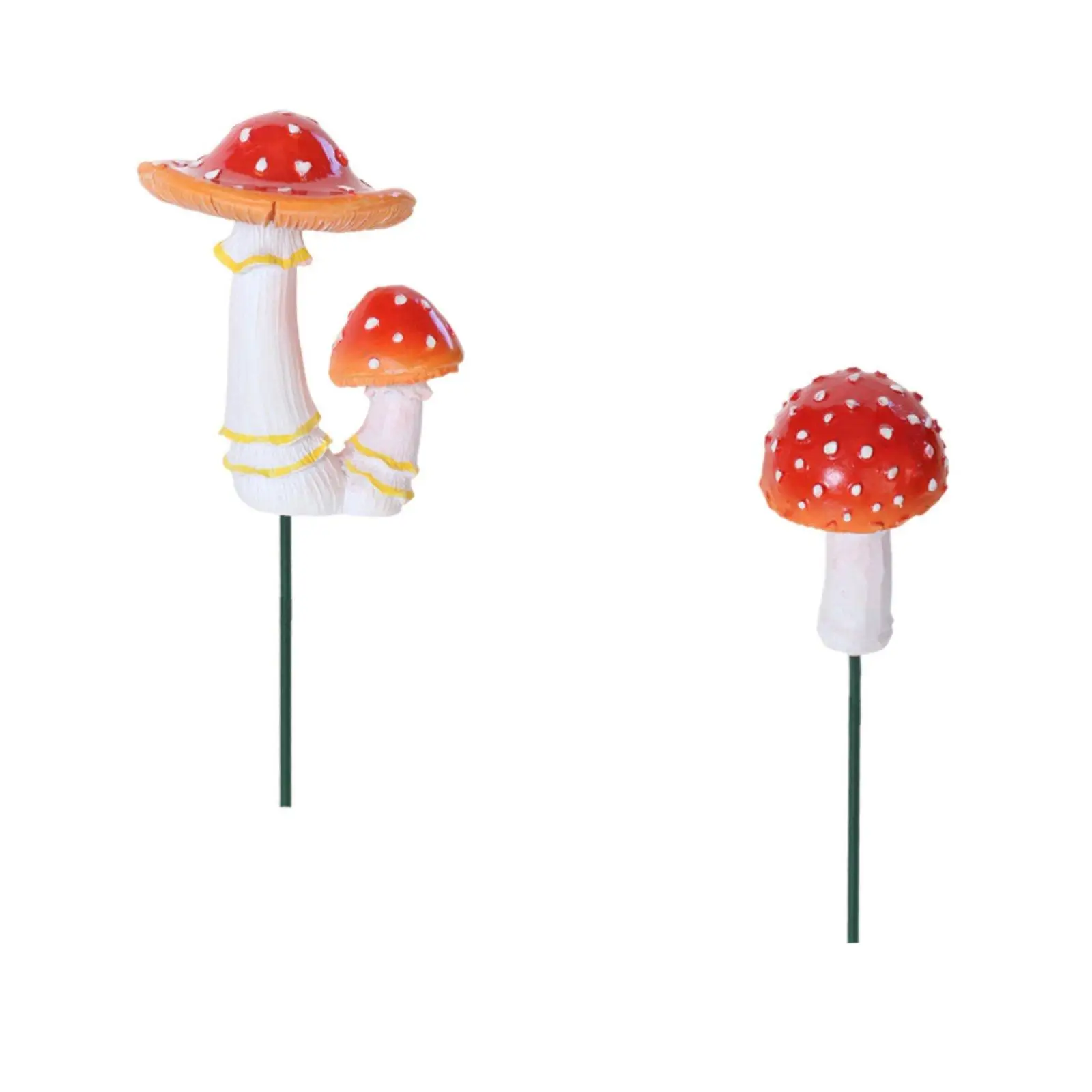 2 Pieces Glow Mushrooms Garden Stake Whimsical Mushrooms Stake Hand-Painted Yard Decoration for Patio, Flower Pot