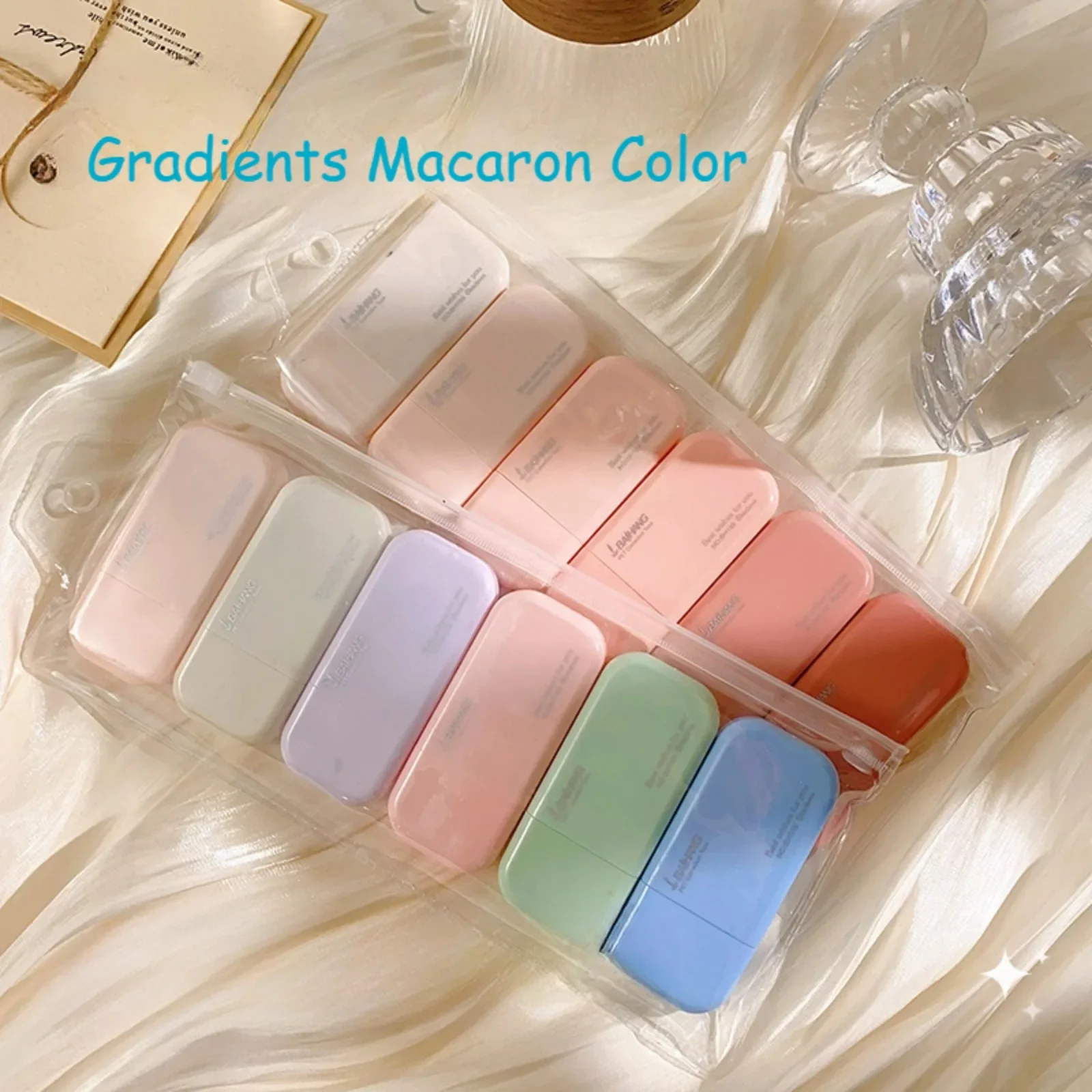 6pcs/set Gradients Macaron Color Portable Correction Tape Mute Trackless Square Shape for School Office Supplies Back To School