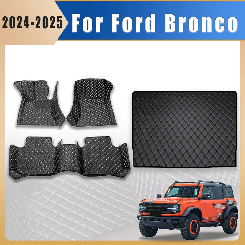

Автомобильные коврики и коврики для багажника для Ford Bronco 2025 2024, водонепроницаемые, из кожи, для ног, аксессуары для интерьера автомобиля