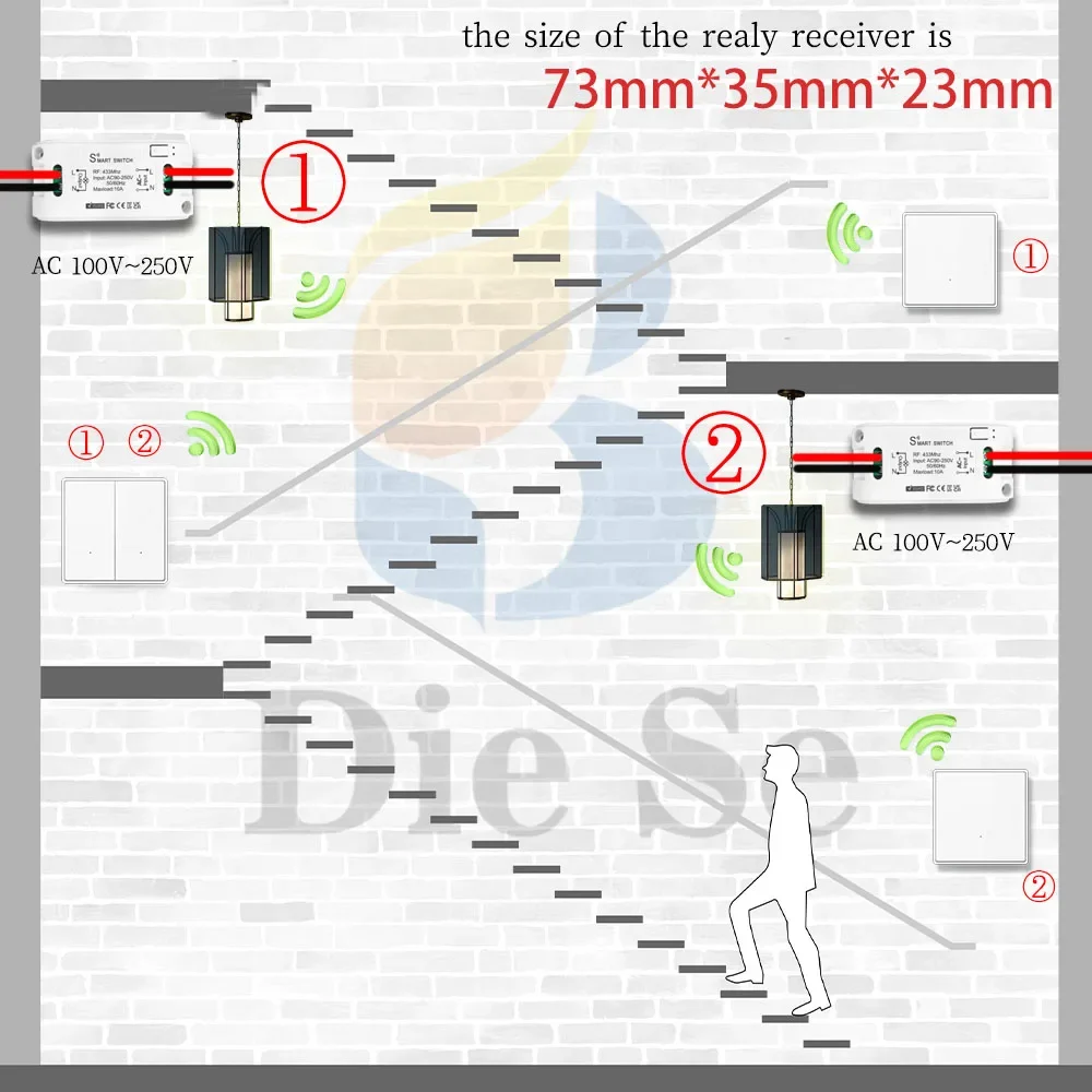 Wireless Light Switch Rf Push Button Wall Panels 433mhz 220V 230V Relay Receiver Home Appliance Controller for Light Led Diy