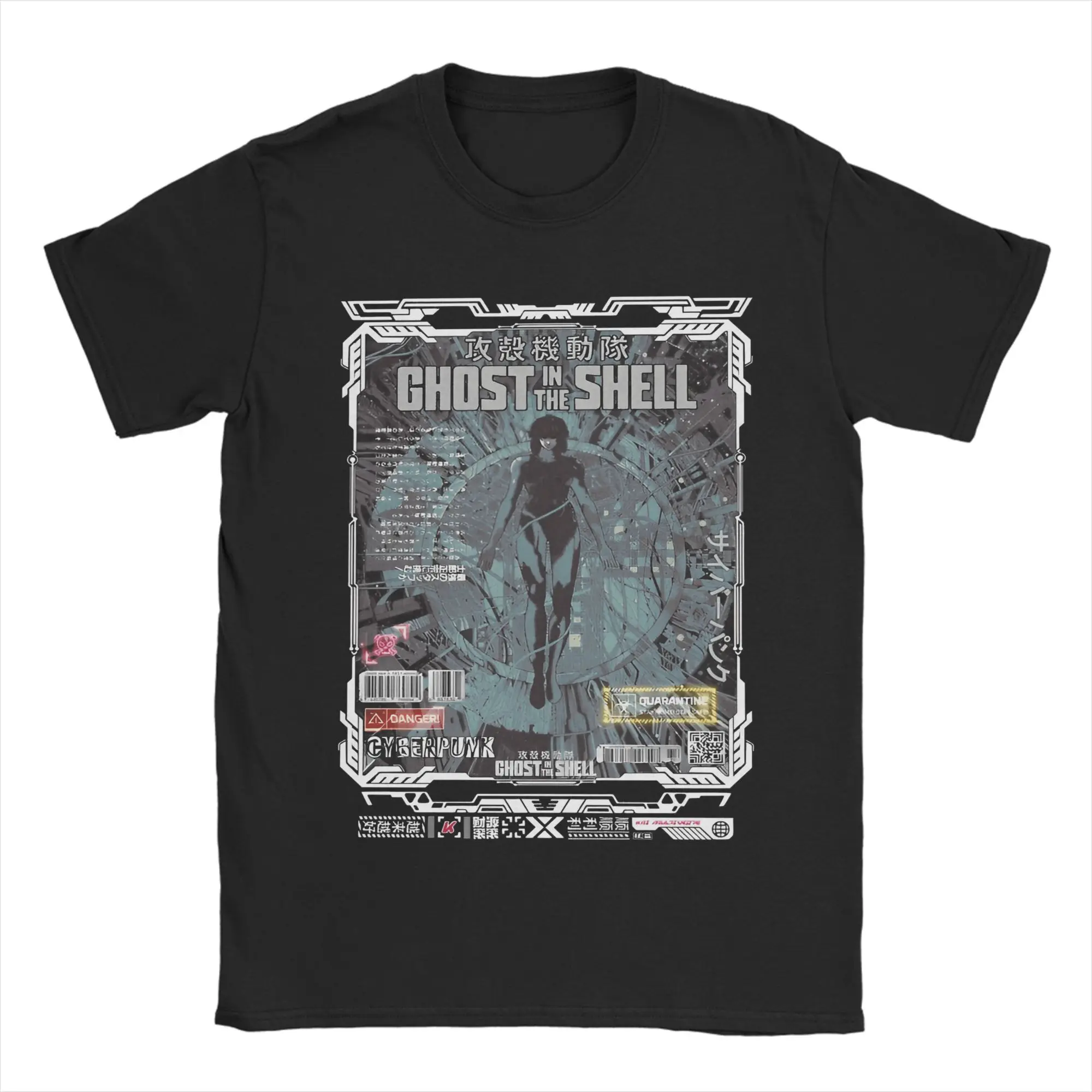 Men Ghost in the Shell T Shirts  100% Cotton Tops Crazy Short Sleeve Round Collar Tees Plus Size T-Shirt
