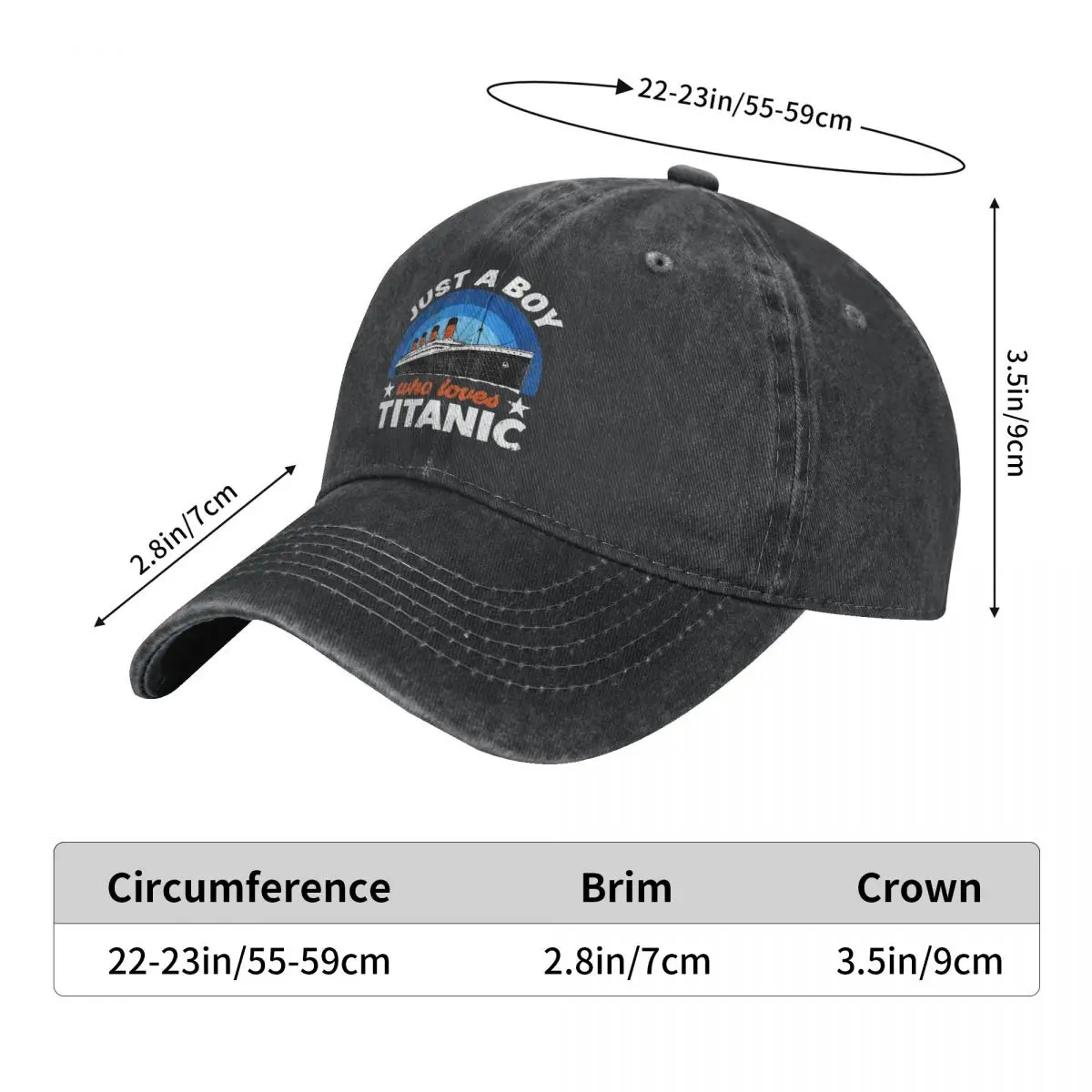 For Boys Who Just Love The RMS Titanic Hat Accessories Vintage Distressed Denim Funny Casquette For for Men Women Adjustable