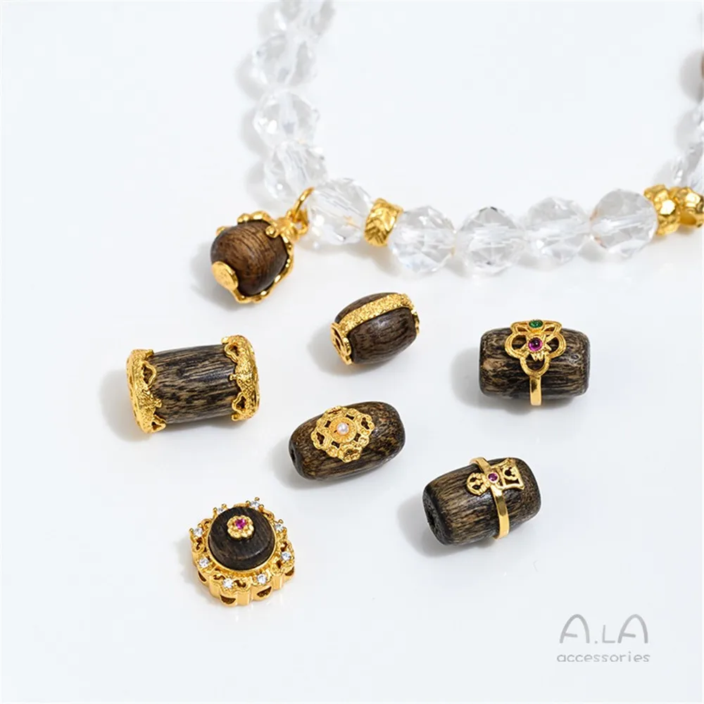 Series Plated with 24k Gold Separated Beads Bucket Beads Water Droplets Pendant DIY Beaded Bracelet Jewelry Accessories