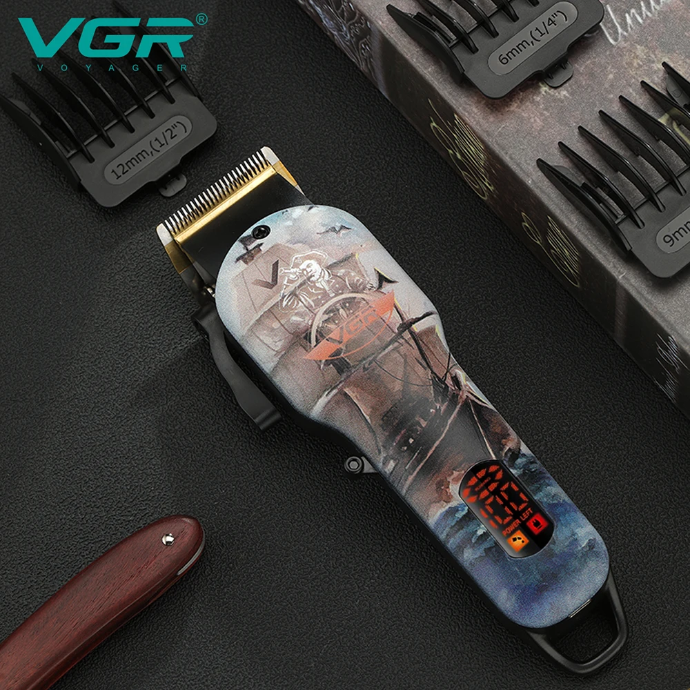 VGR Professional Hair Clipper Hair Cutting Machine Rechargeable Hair Trimmer For Men Shaver Barber Accessories Cut Machin Beard