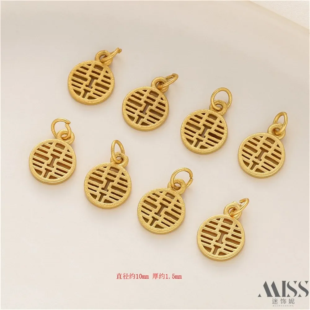 

18K Sand Gold Retention Double Happiness Character Tag Pendant DIY Accessories Handmade Bracelet Necklace Jewelry charm Pendant