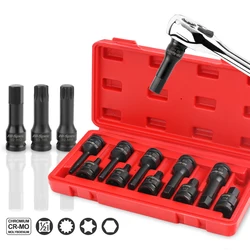 Impact Allen Key Box Set 1/2 H12 H17 Hex T80 Torx Screwdriver Bit Socket Long Wrench Head For Ratchet Auto Repairing Tool