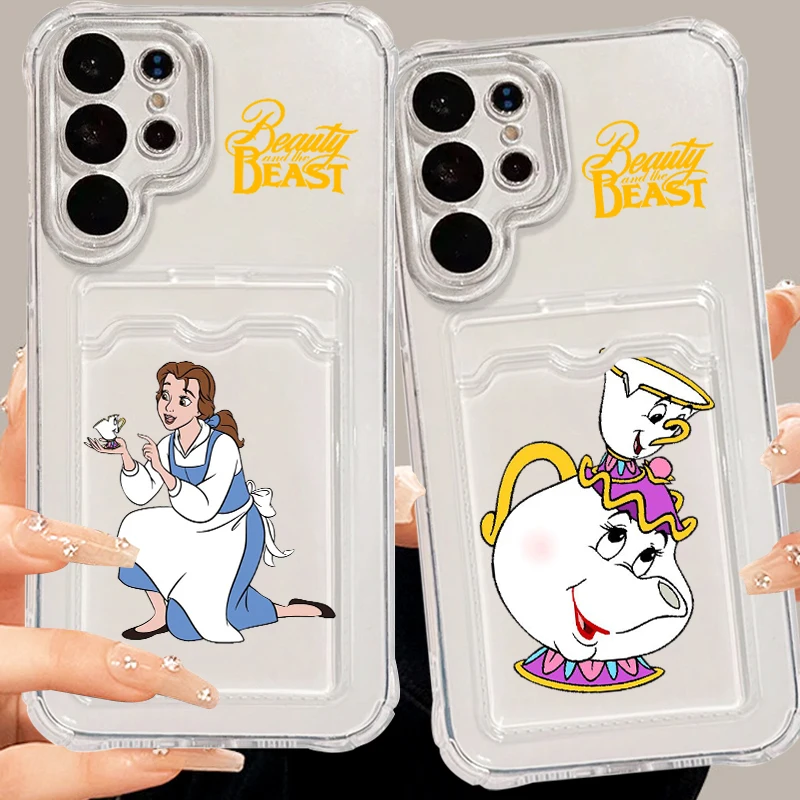 Disney Beauty And The Beast Art For Samsung S24 S23 S22 S21 S20 Ultra FE Plus A55 A53 5G Photo Card Bag Transparent Back