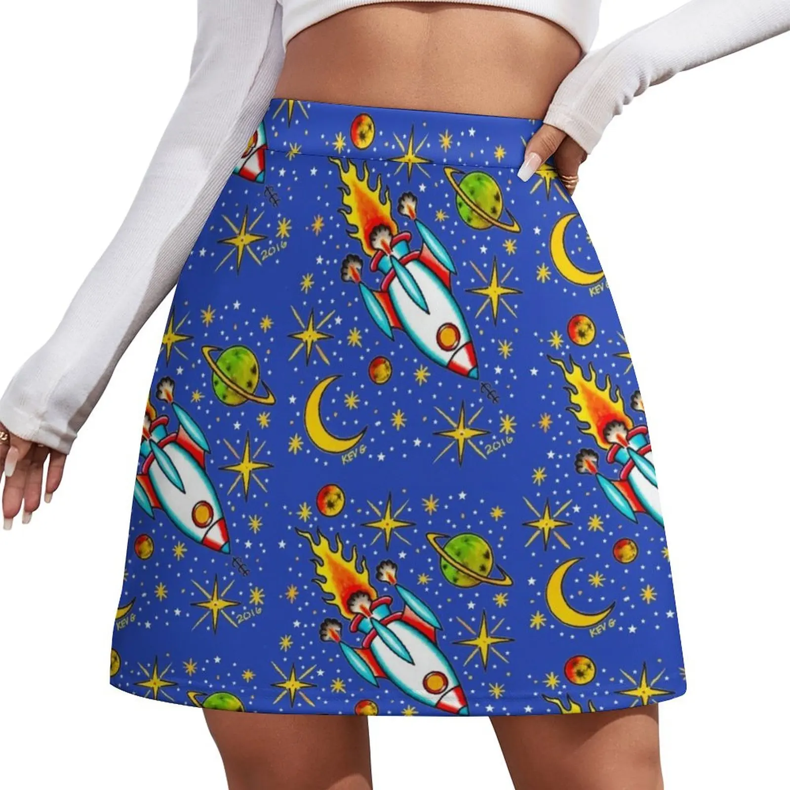 

Rocket to the Stars - Art By Kev G Mini Skirt korean luxury clothing Miniskirt korean women's clothes