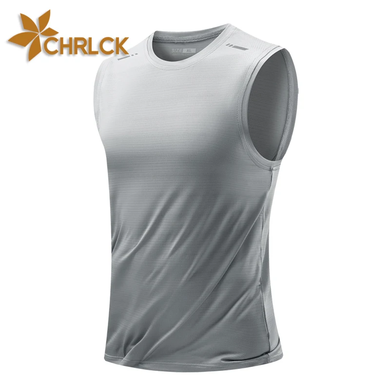 CHRLCK Men's Hiking Running Vest Quick Drying Gym Tank top Men Fitness Sleeveless Shirt Male Breathable Fitness Sports Vest