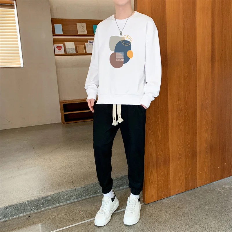 

Универсальная толстовка, куртка, мужская одежда, спортивные штаны, свитер, пуловер, комплект, весна-осень, рубашка с круглым вырезом, 2 предмета, подкладка, топы, брюки