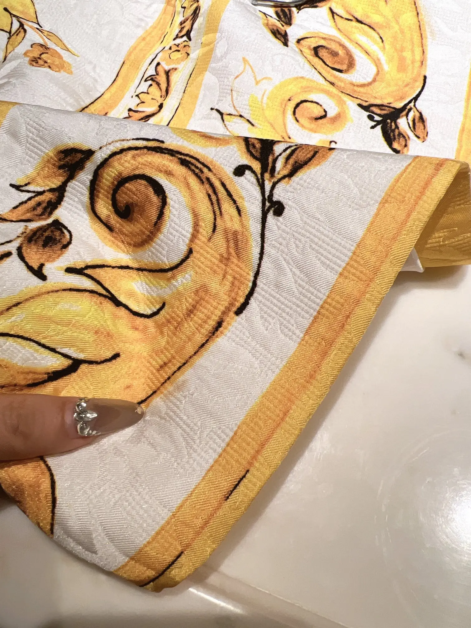 2024 New Yellow Porcelain V-neck Jacquard Dress