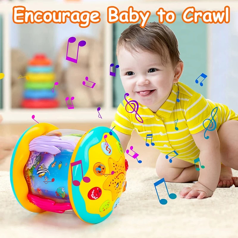 

2024 New Baby Toys 1-3 years old baby light rotating projection music puzzle Early education children sensory clap drum toys