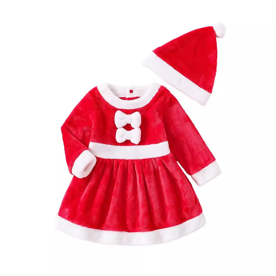 2024 Baby Mädchen Weihnachts kleid Baby Santa Claus Kostüm rot Santa Tüll Kleid mit Hut