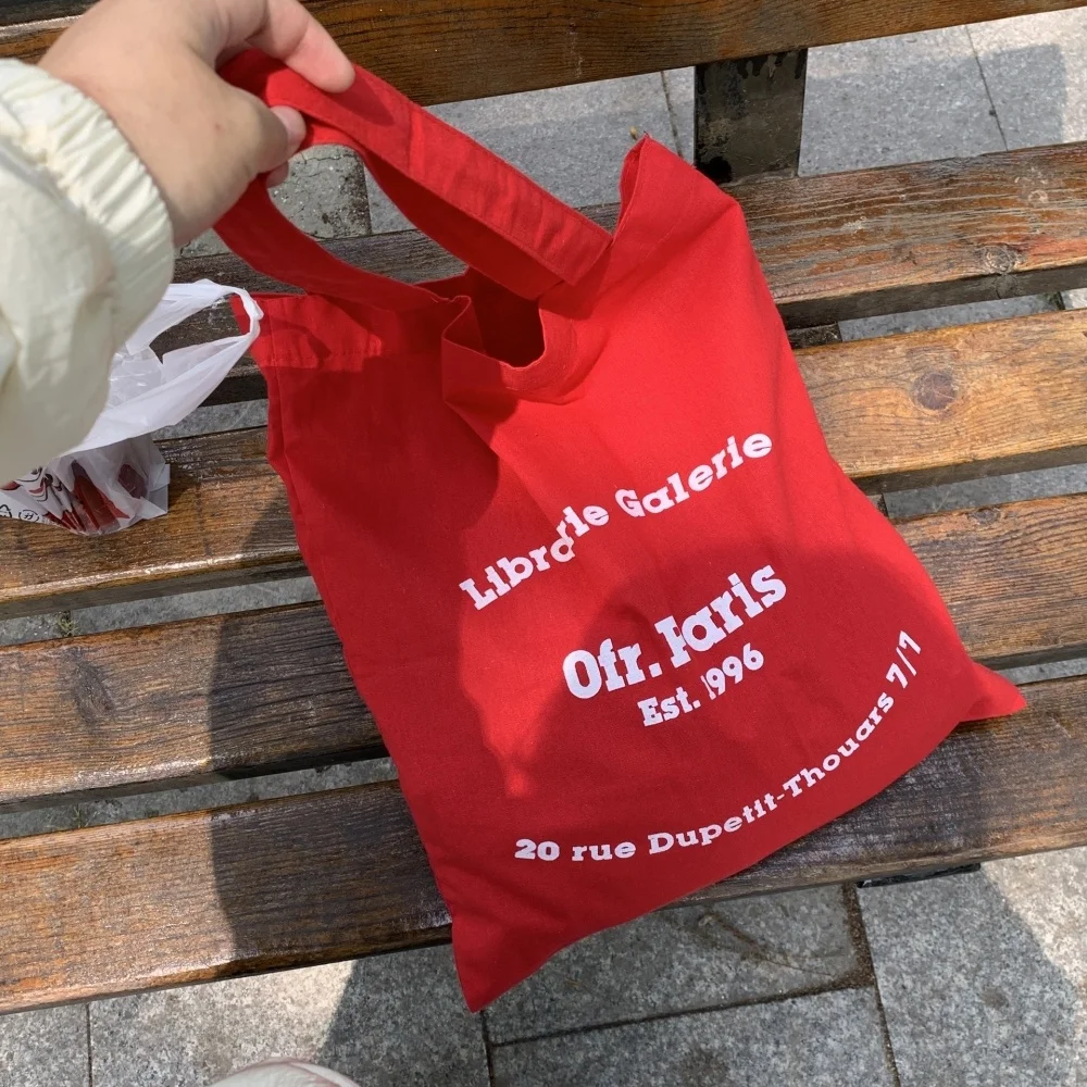 

Хлопковая парусиновая сумка с буквенным принтом, тонкая сумка через плечо, американская ретро-сумка, средний размер, универсальная для ежедневного использования