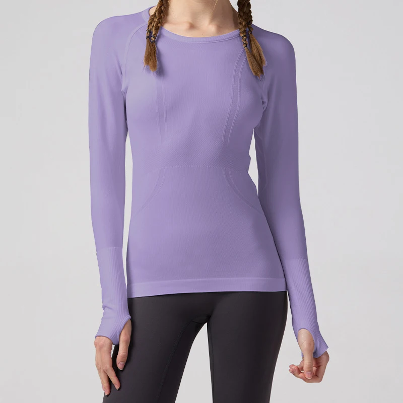 

Женская спортивная футболка с длинным рукавом для йоги и фитнеса, быстросохнущая, дышащая, однотонная, свободного кроя, для весны и осени
