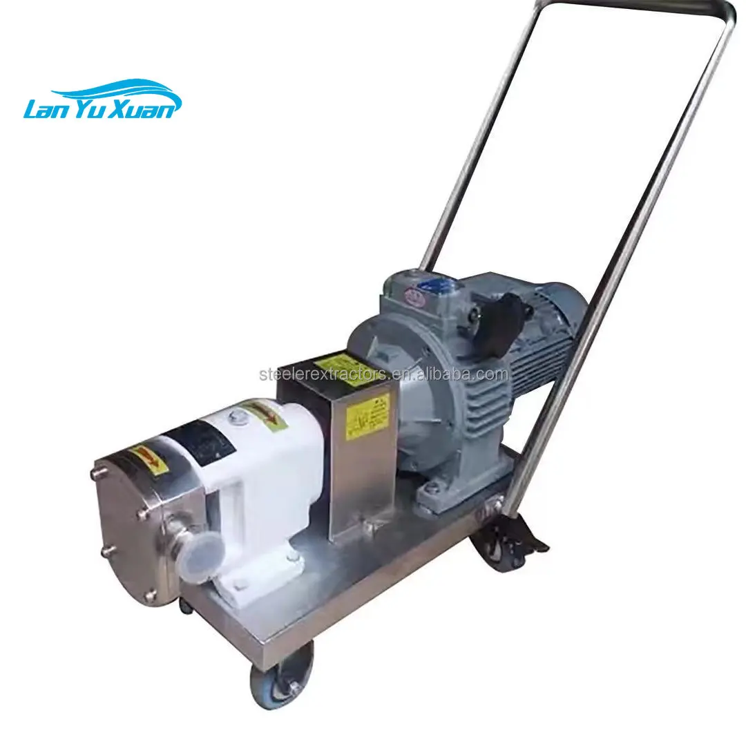 SS304 High viscosity rotor lobe pump chocolate ketchup pastes transfer pump with Trolley