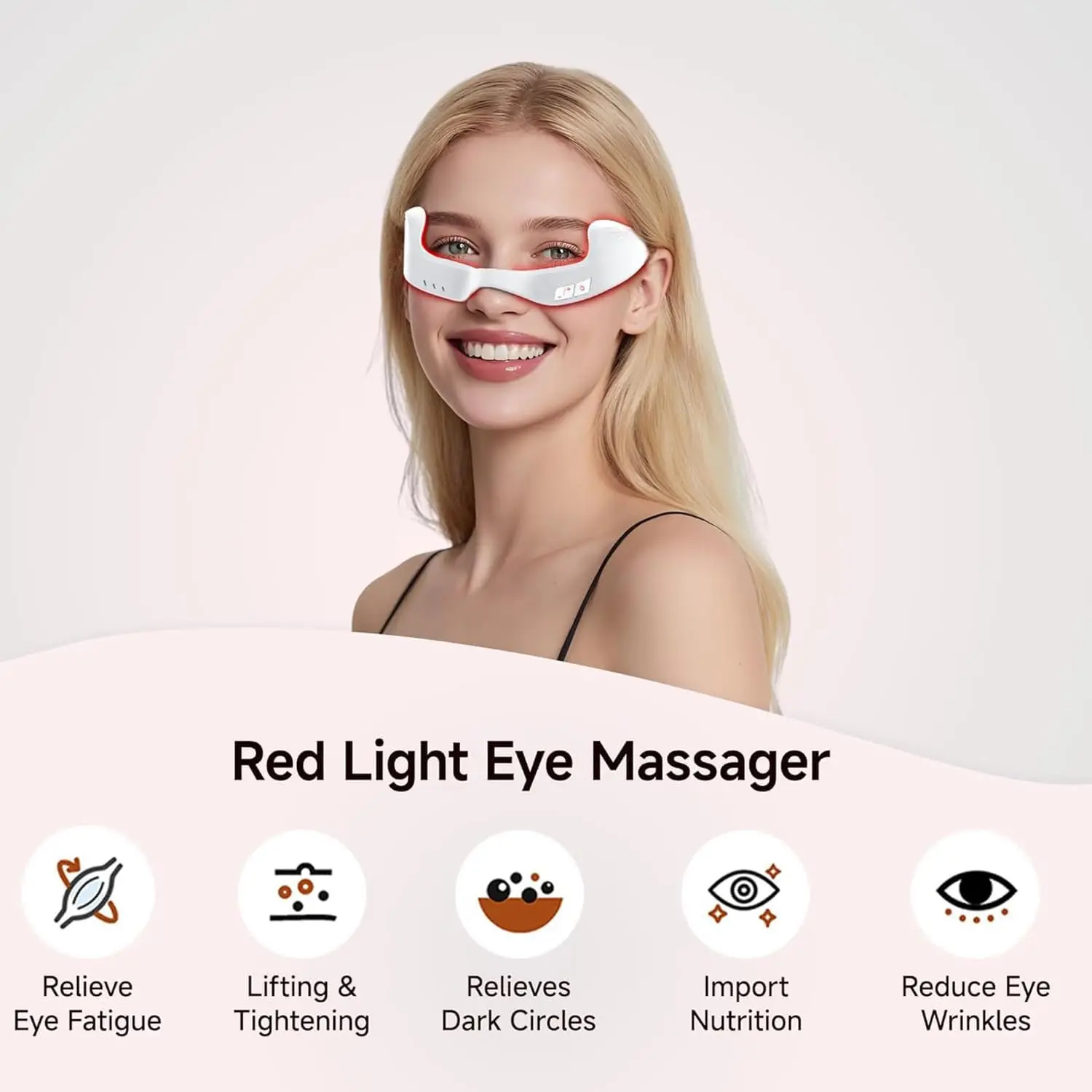 

3D Eye Massager Red Light Therapy Device 650nm 3 Levels Anti-Aging Fatigue Relief Relieve Dark Circle for Eye Care Relaxation