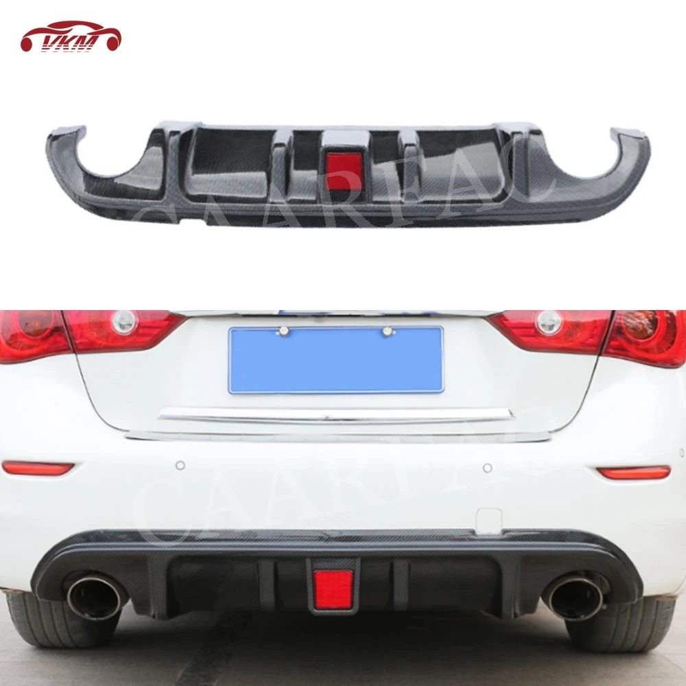 

ABS Carbon Look Rear Bumper Lip Diffuser With LED Light Accessorise For Infiniti Q50 Base Sport 2014 2015 2016 2017 Gloss Black