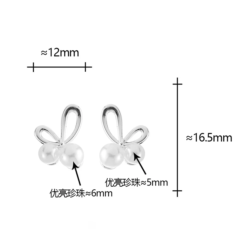 

Real 925 Sterling Silver 18K Gold Pearl Bowknot Stud Earrings for Women Minimalist Cute Fine Jewelry Personality Accessories
