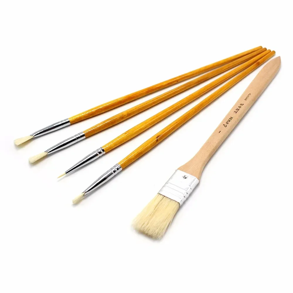 5 Pcs Set Scrubbing Brush Painting Fan-shaped Bristles Artist's Paint for Hook Line Oil Brush Watercolor Acrylic Art Tool