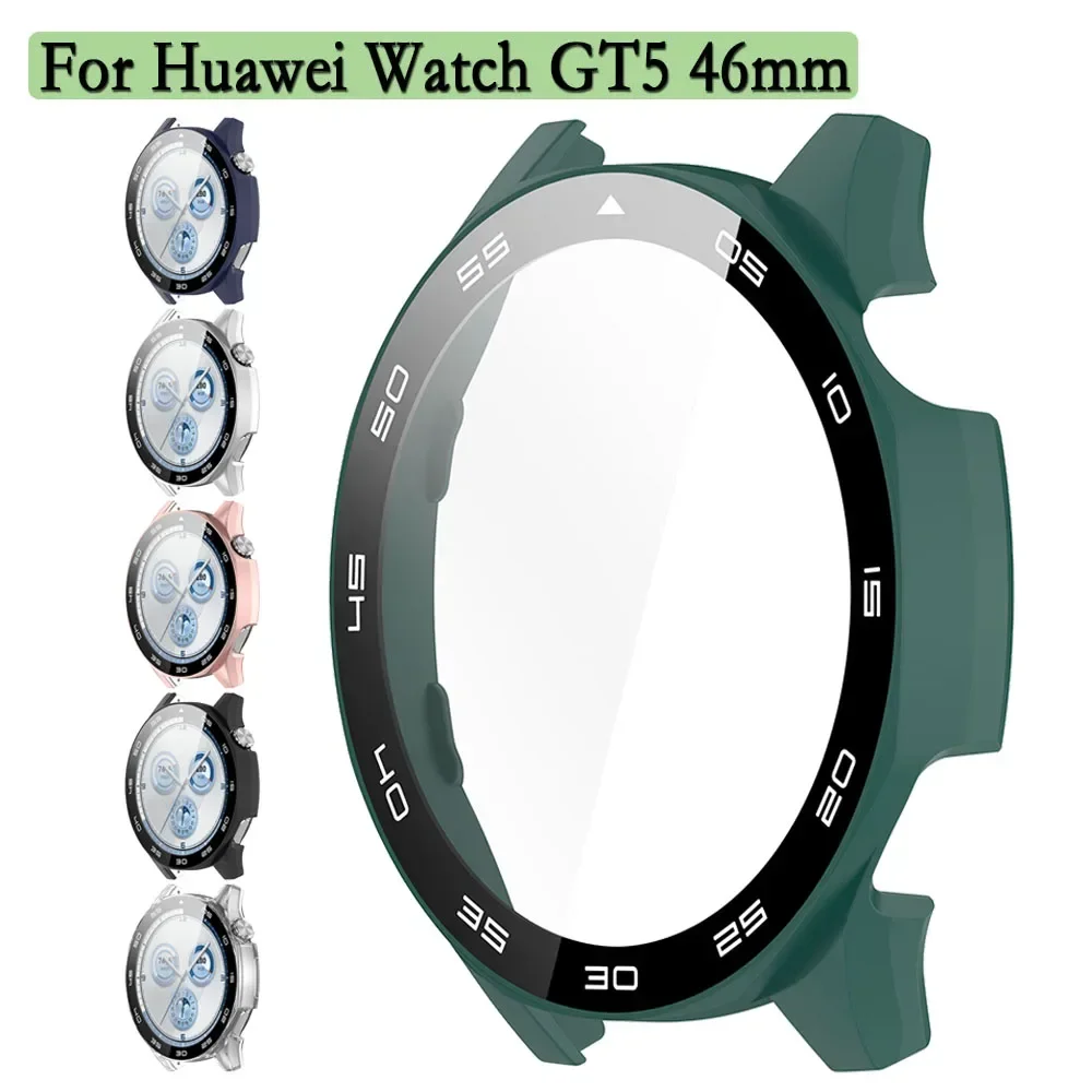 For Huawei Watch GT5 46mm Protection Cover 2-in-1 Protective Case With Screen Protector Glass Watch Shell With Tempered Glass