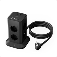 TESSAN Multiple Socket Power Strip with 8 Outlets +3 USB +1 Type C, EU Plug Tower Socket with 2M Extension Cord Surge Protection