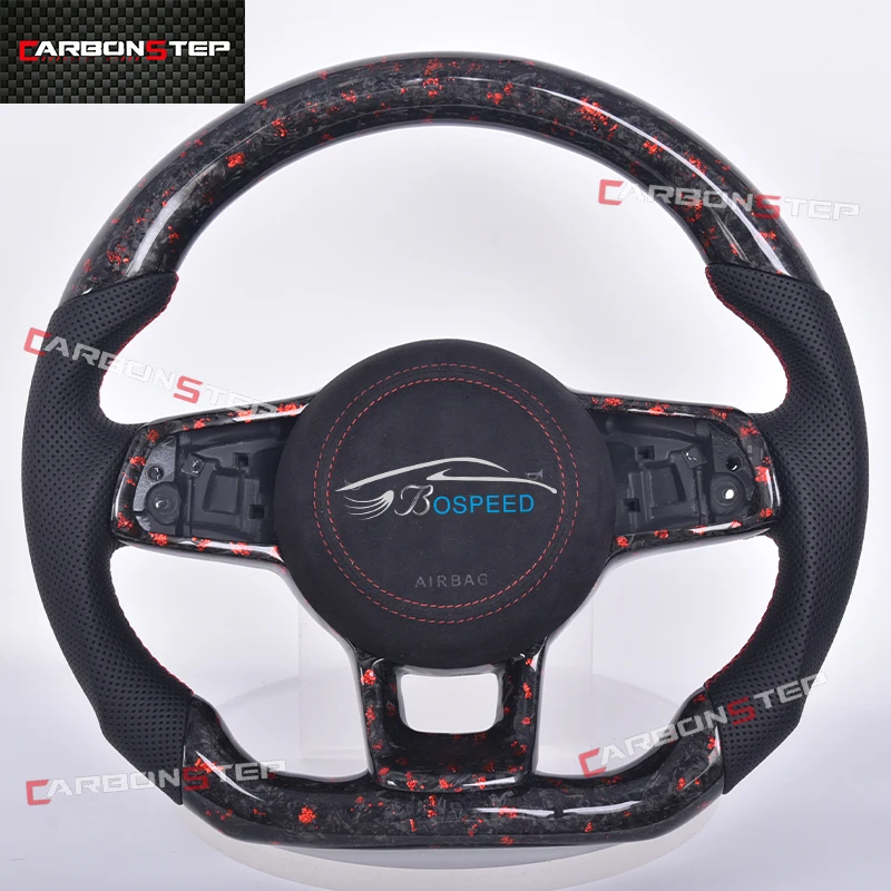 

For Volkswagen VW Golf Golf 7 5 6 8 R GTI MK7 MK5 MK6 MK2 Passat B6 GTD Scirocco Suede Forged Carbon Fiber LED Steering Wheel