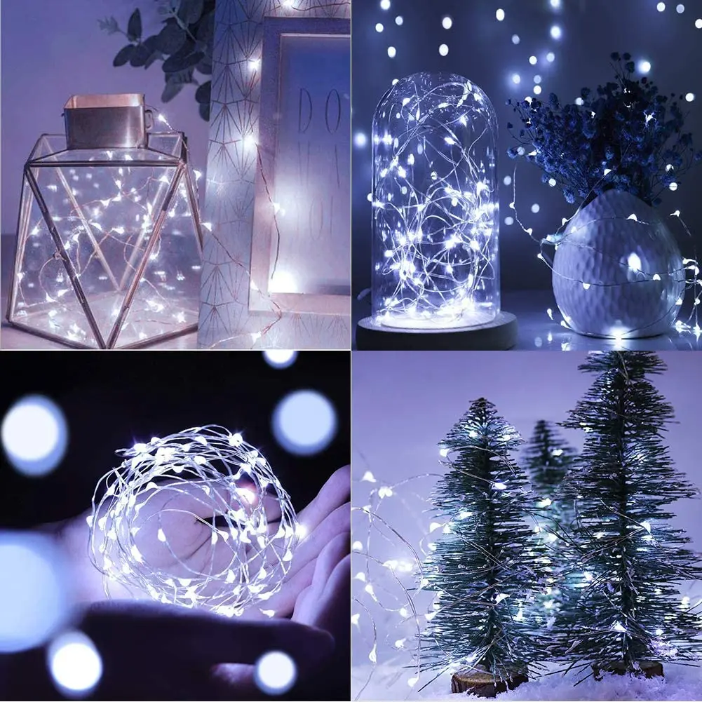 Fairy String Lights, 2/5/10m, Battery Operated String Lights, Indoor Decorative Silver Wire Lights, Lights for Home Party Decor