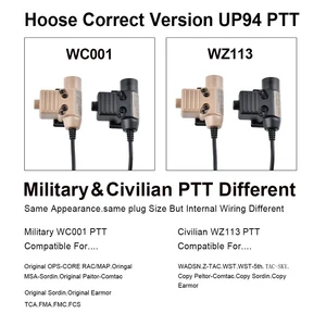 Wadsn Tactical Military U94 PTT für Kommunikation Headset Comtac Enarm Fit Motorola Midland Baofeng Kenwood Plug Walkie Talkie 10 Hauptverkaufs -Headset mit Motorola Draht - №9