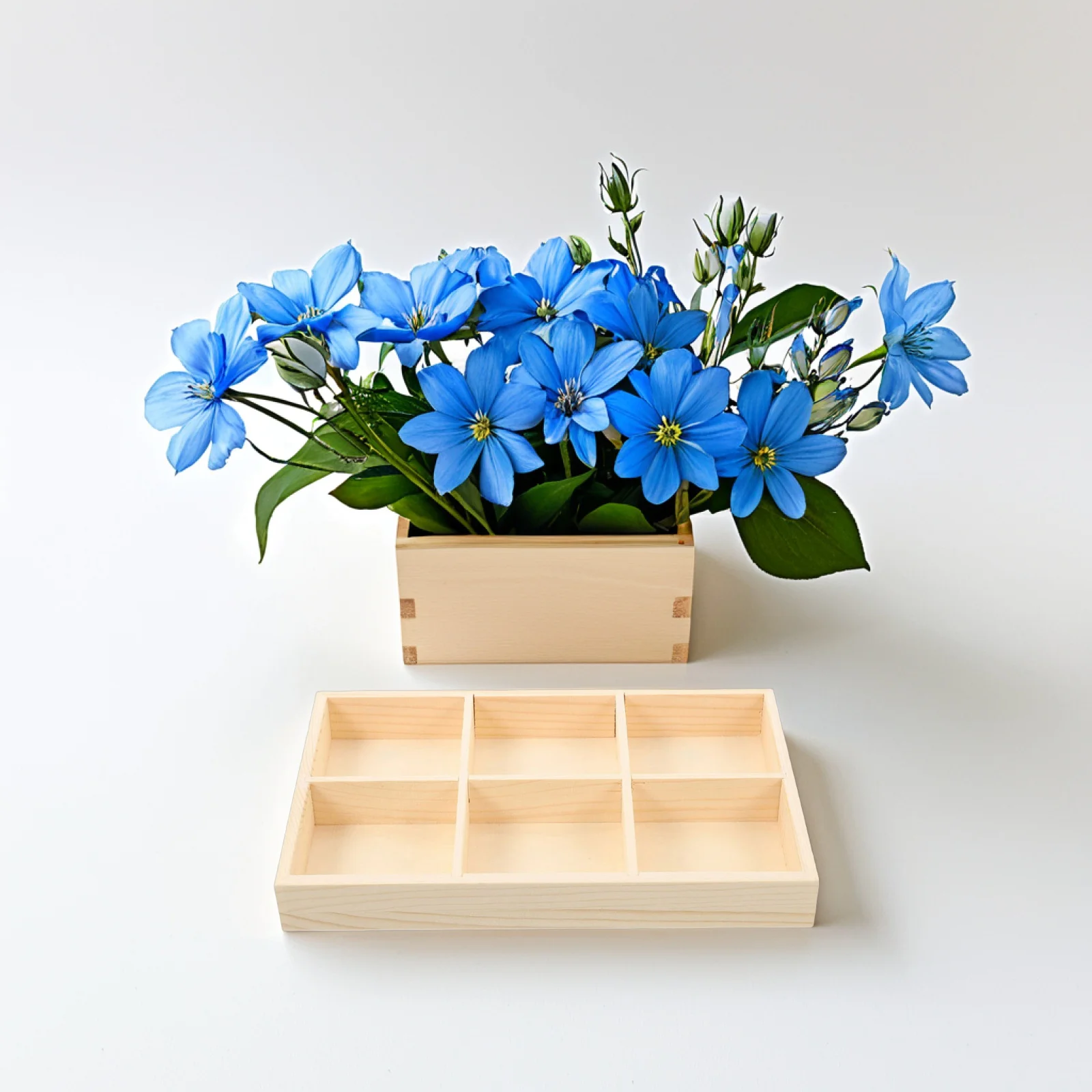 

3 Pcs Wooden Compartment Storage Box for Crayons Supplies Kids Desktop Organizer Unfinished Section Box Divided Tray