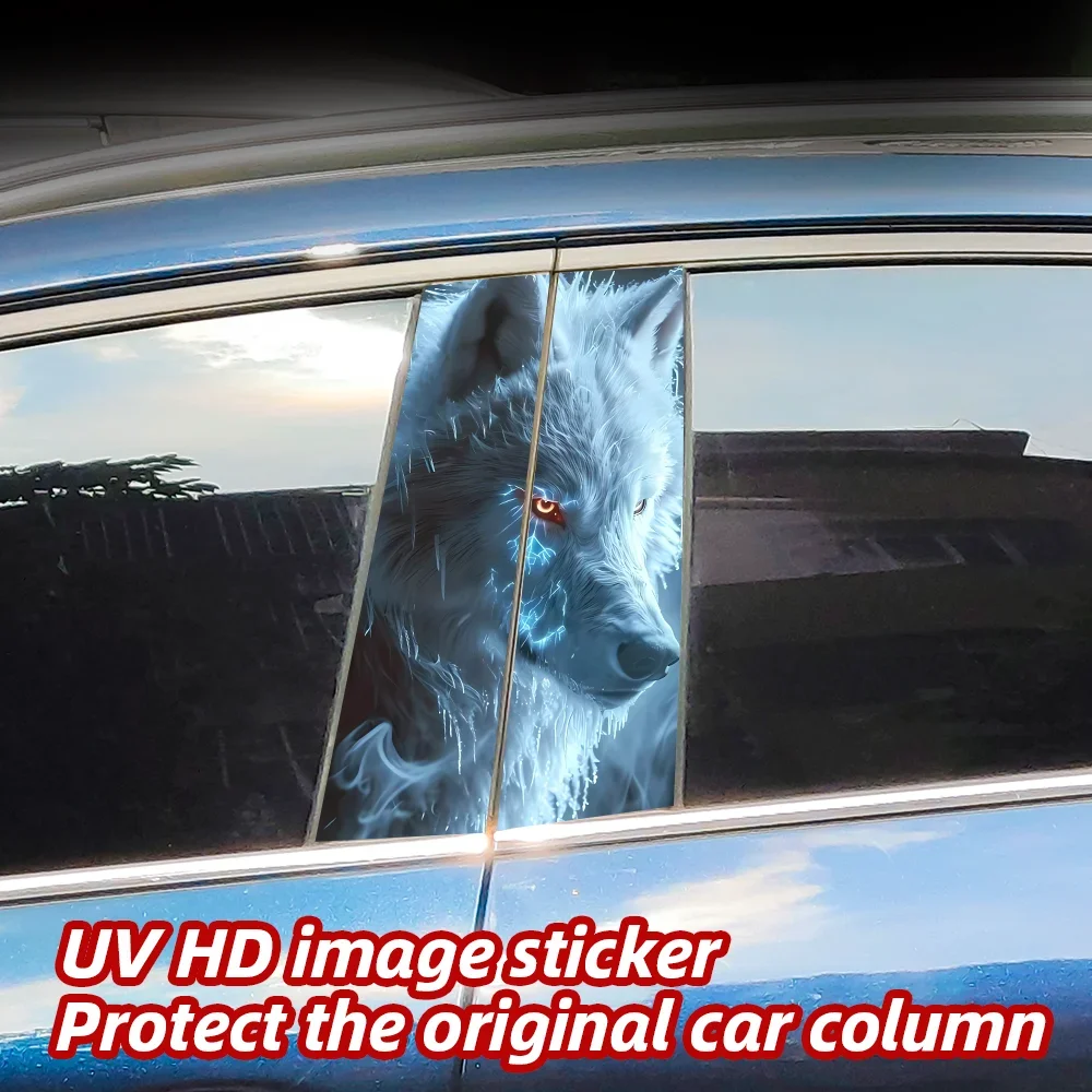 

Animals Wolf Car Stickers Car B-pillar Vinyl Decals Waterproof DIY Auto Center Pillar Sticker Cover Scratches Decors Accessories