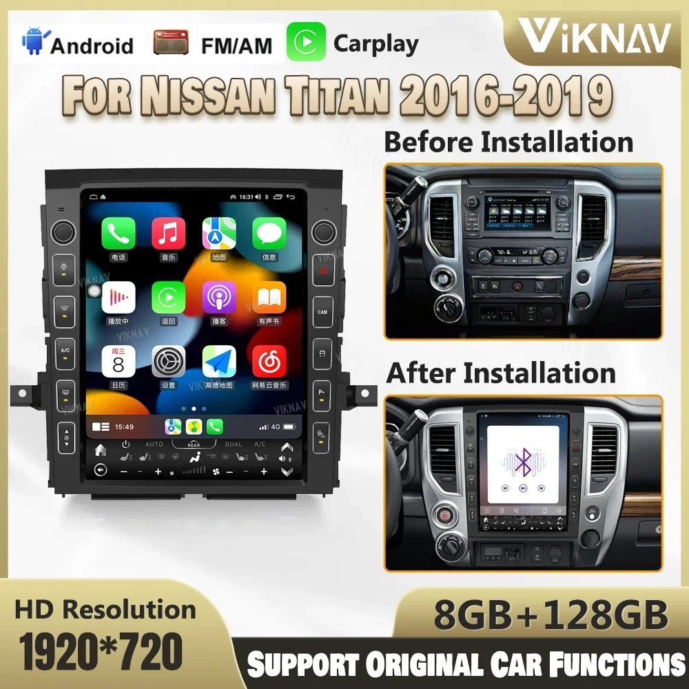 13 Inch Android 12 Car Radio Upgrade For 2016-2019 Nissan Titan Auto Multimedia Player Carplay Head Unit Stereo Replacement