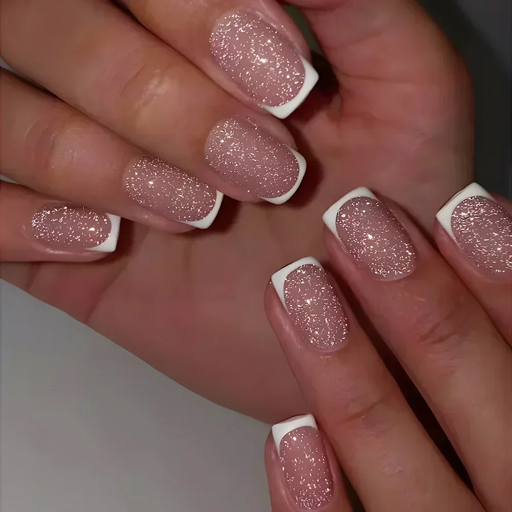 24 pçs verão unhas falsas com desenhos encantos chama longa bailarina unhas falsas wearable caixão unhas francesas dicas imprensa no prego