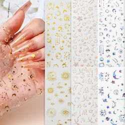 6/7Sheets Kit Gold Astronomical Nail Art Sticker 3D Self-Adhesive Moon Star Constellation Sun Shape Sliders For Nail Art Decorat