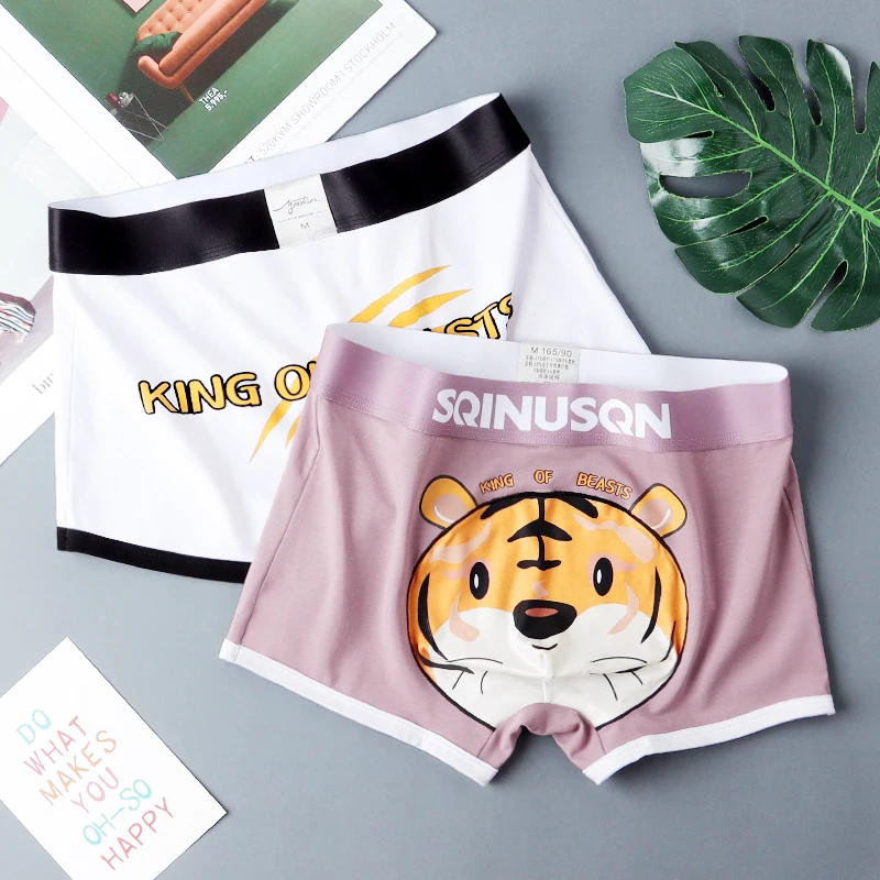 SQINUSQN New men\'s boxer panties Breathable men\'s underwear cute little tiger Comfortable Men Underpants size M-4XL