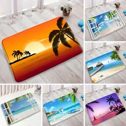 Sunset Ocean Beach Landscape Mat Wrinkle-Resistant Doormat Washroom Entrance Decorative Washable Carpet Non-slip Easy Clean Rug