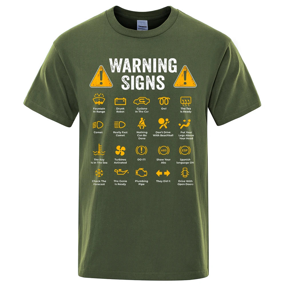 Driving Warning Signs 101 Auto Mechanic Gift Driver Funny Print T-Shirt Fashion Casual Big size T Shirt Cotton Mens Tops Tees