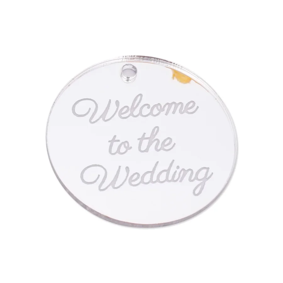 Custom Wedding Hanging Tags Acrylic Round Mirror Guest Cards Personalized Babyshower Baptism Favors Decor Party Gifts