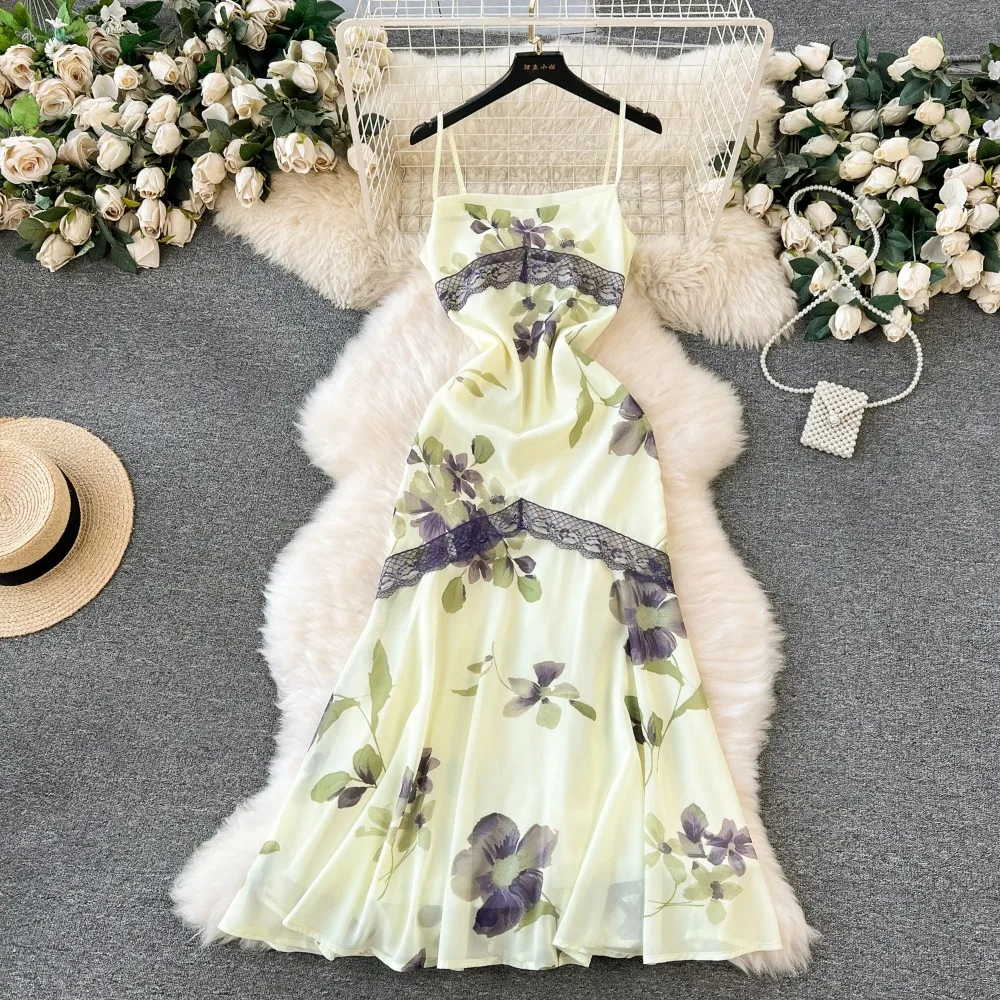 

Chic Sexy Lace Asymmetric Square Neck Slip Dress Fairy Casual A-line Dress Summer Beach Vacation Vestidos Women Sundress