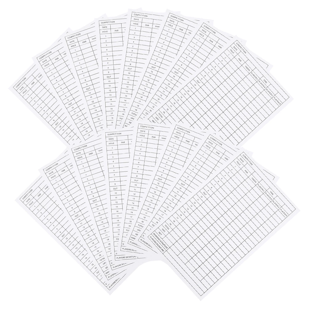 

40 Pcs Golf Scorecard Golfs Cards Sports Convenient Scorecards Counter Accessories Coated Paper Ball