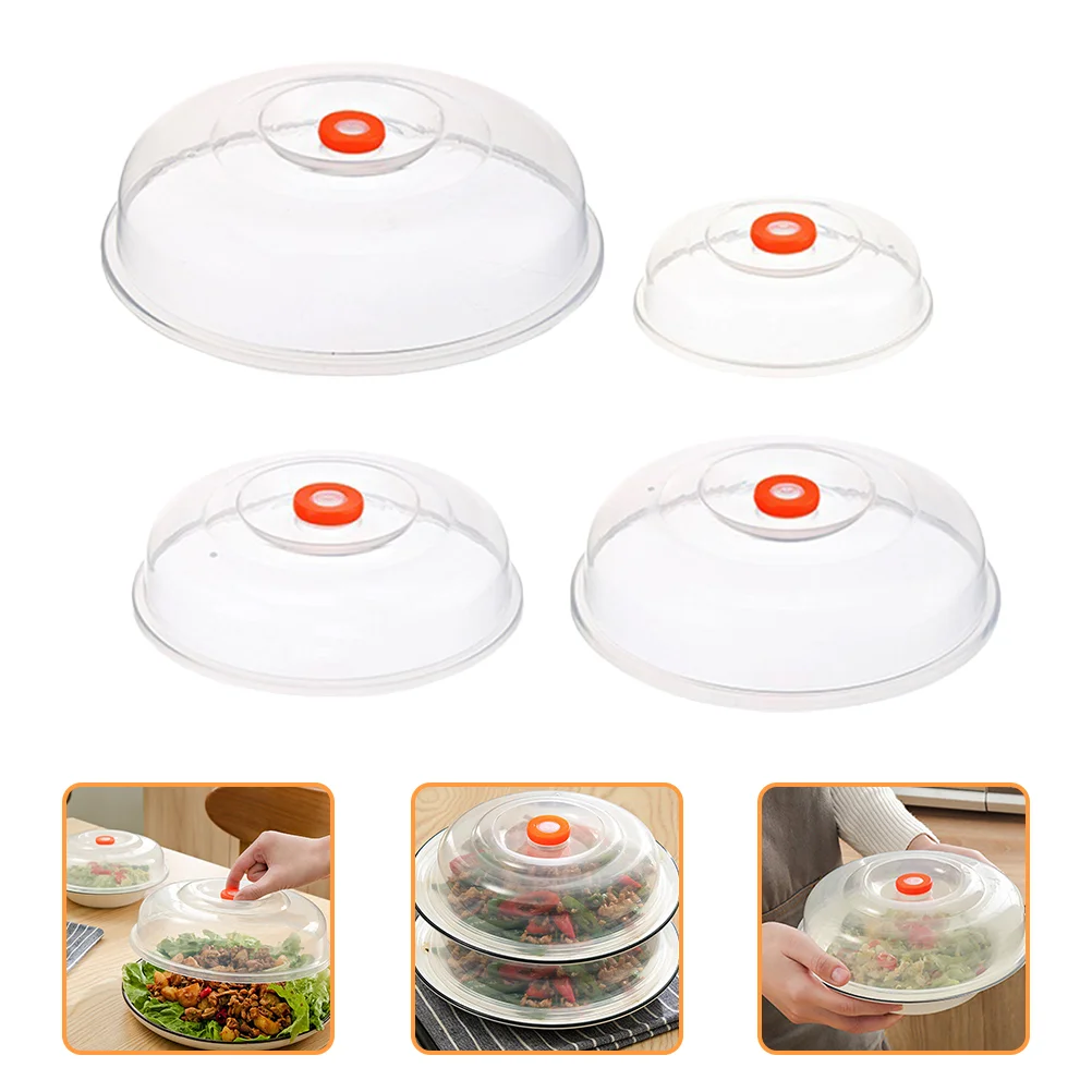 

4 Pcs Clear Cake Dome Splash Cover Food Covers Microwave Splatter Shield Microwaves