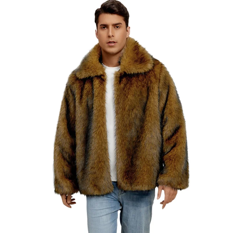 

Men's Stylish Faux Fur Jacket Winter Warm Fur Coat For Male Fashion Thick Thermal Fur Parkas Elegant Outerwear Coat