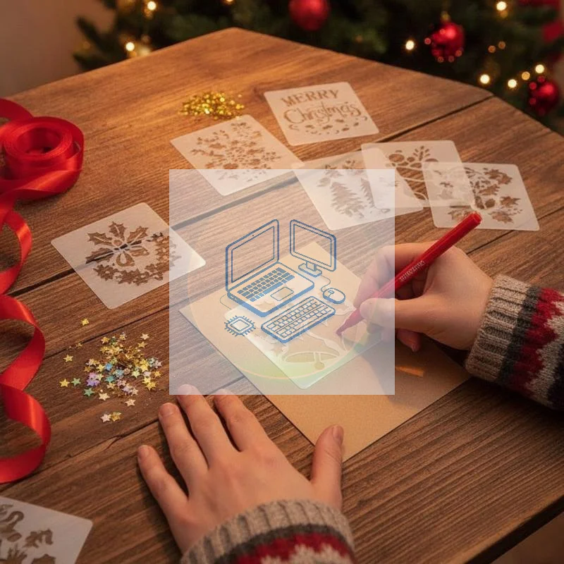 24Pcs Christmas Theme Painting Stencils Reusable DIY Drawing Template for Scrapbook Wall Art Xmas Craft Decoration