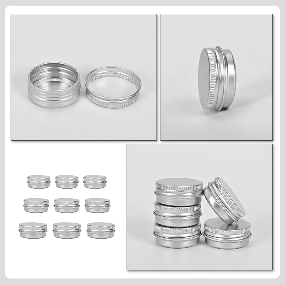 

9pcs Aluminum Packaging Boxes Cans Lids Aluminium Jars Round Cream Tins Empty Travel Lightweight Portable Compact Size