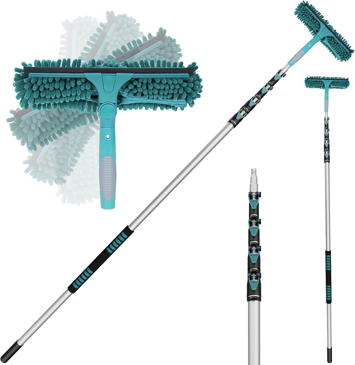 

30 Feet High Reach Window Squeegee with 6-24 Ft Extension Pole, Window Cleaner Tool with 5-Stage Telescoping Pole
