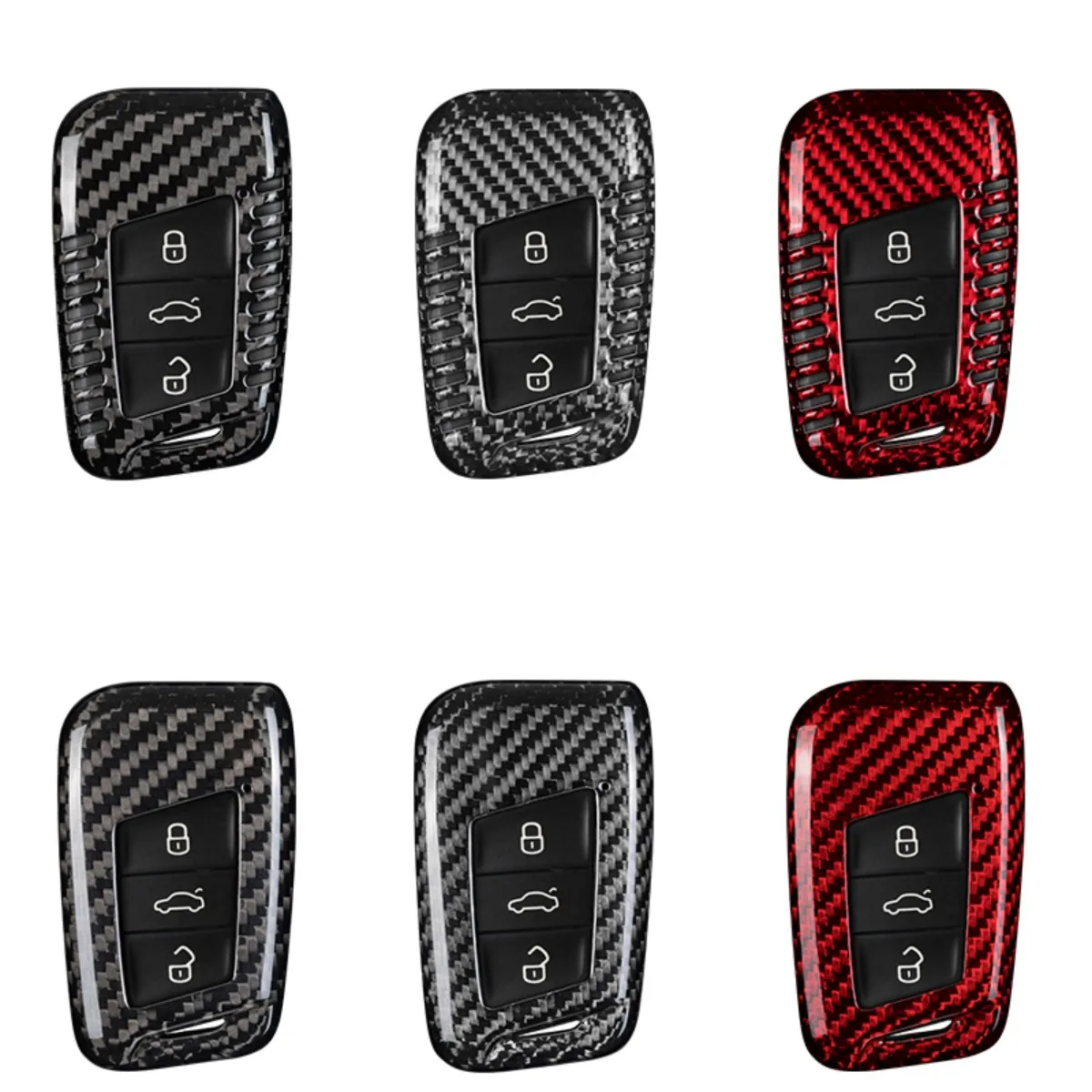 T-carbon Carbon Fiber Car Remote Key Case Cover Holder Shell Fob Fit For Volkswagen VW Magotan Passat B8 For Skoda Superb A7