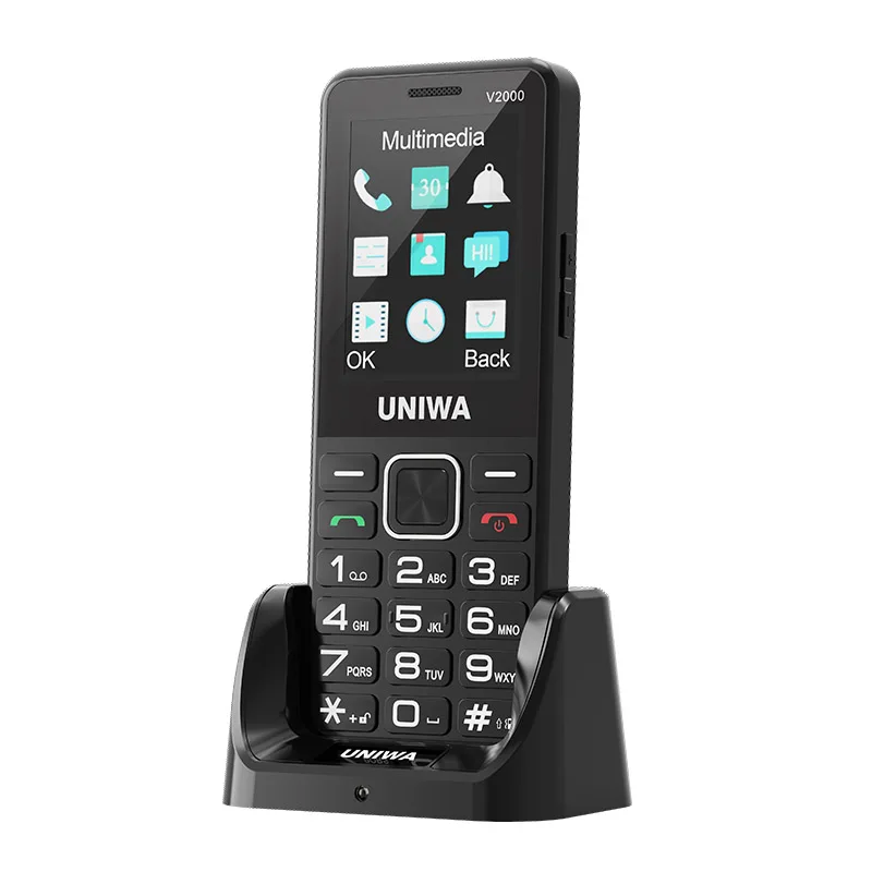 UNIWA V2000 4G toetsenbord telefoon 2,4 inch grote knop luid volume Dual SlM 1700mAh Rusland Hebreeuws toetsenbord Functie telefoons voor ouderen