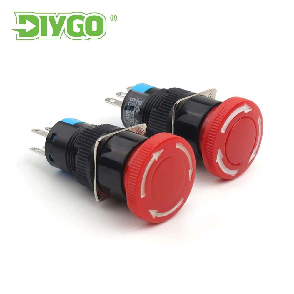 1PCS AB6 16mm 3/6 Pin Knob Rotary Switch Small Round Emergency Stop Switchs Start Up Power Switch Electrical Equipment With Key