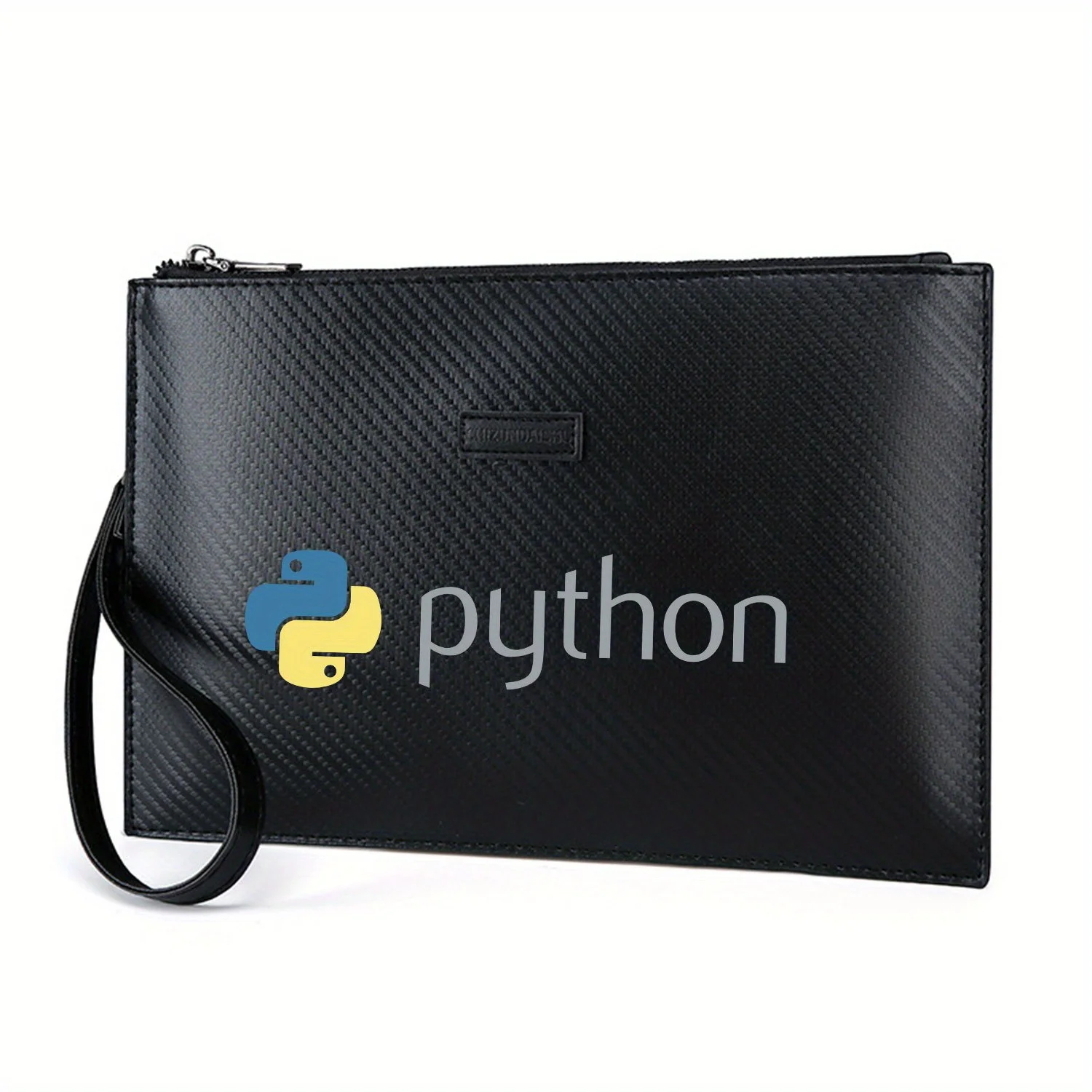 Snake Logo Python Programming Code Elegant Printed PU Men's Handbag Fashionable and Practical for Everyday Carry