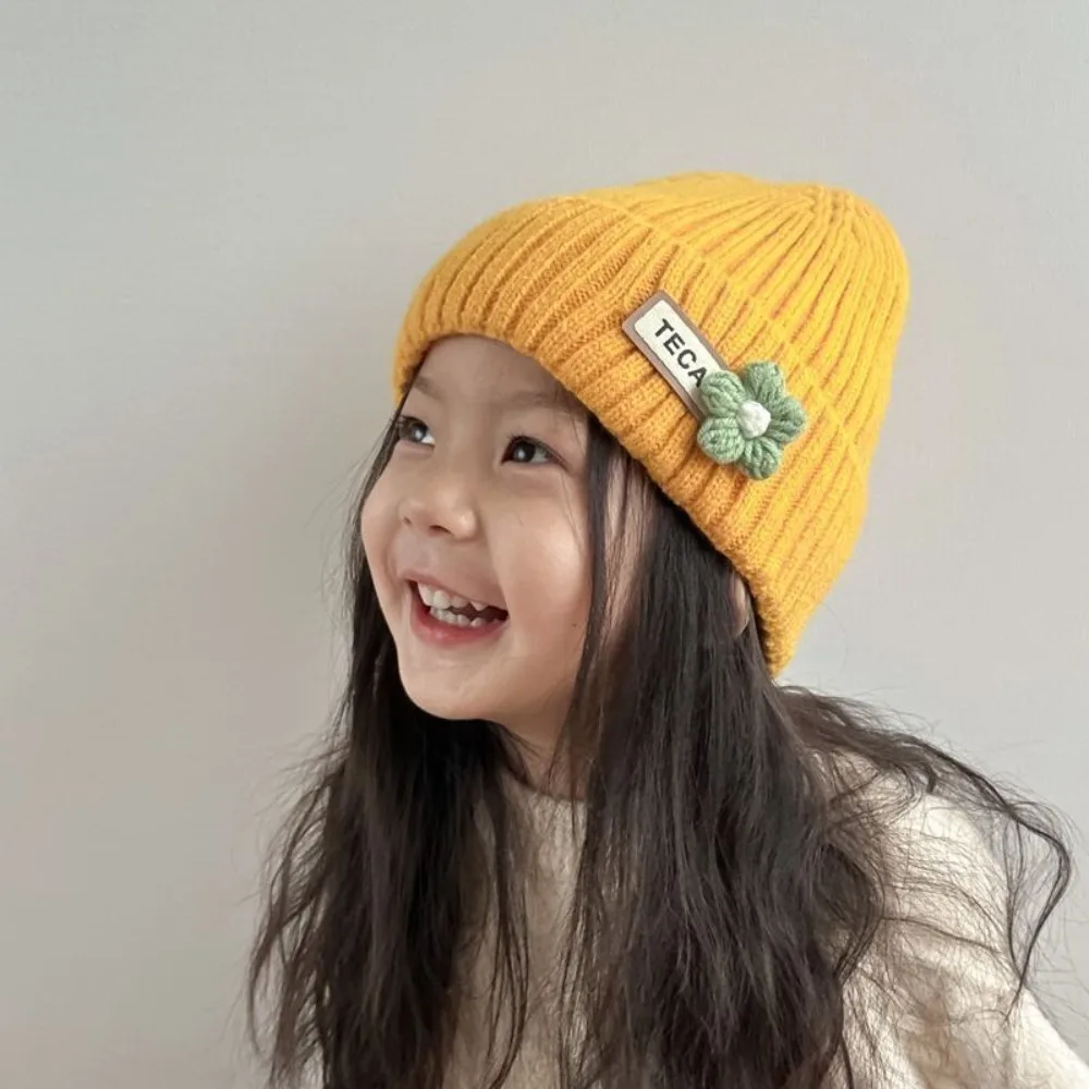 لطيف زهرة الطفل قبعة قبعة الشتاء رشاقته الدافئة متماسكة البلوز قبعة طفل أطفال بنات الصوفية الكروشيه Skullcap